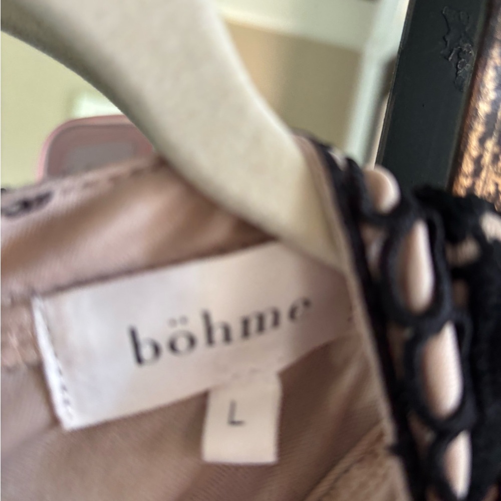 Bohme Black Tan Long Sleeve Mock Neck Cocktail Gown - Picture 6 of 11